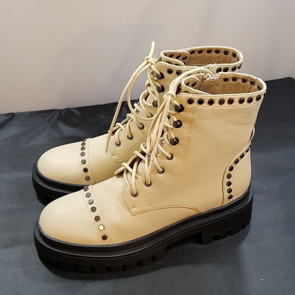 BRAND NEW SHU SHOP STUDDED LACE UP COMBAT BOOT - Picture 12 of 16